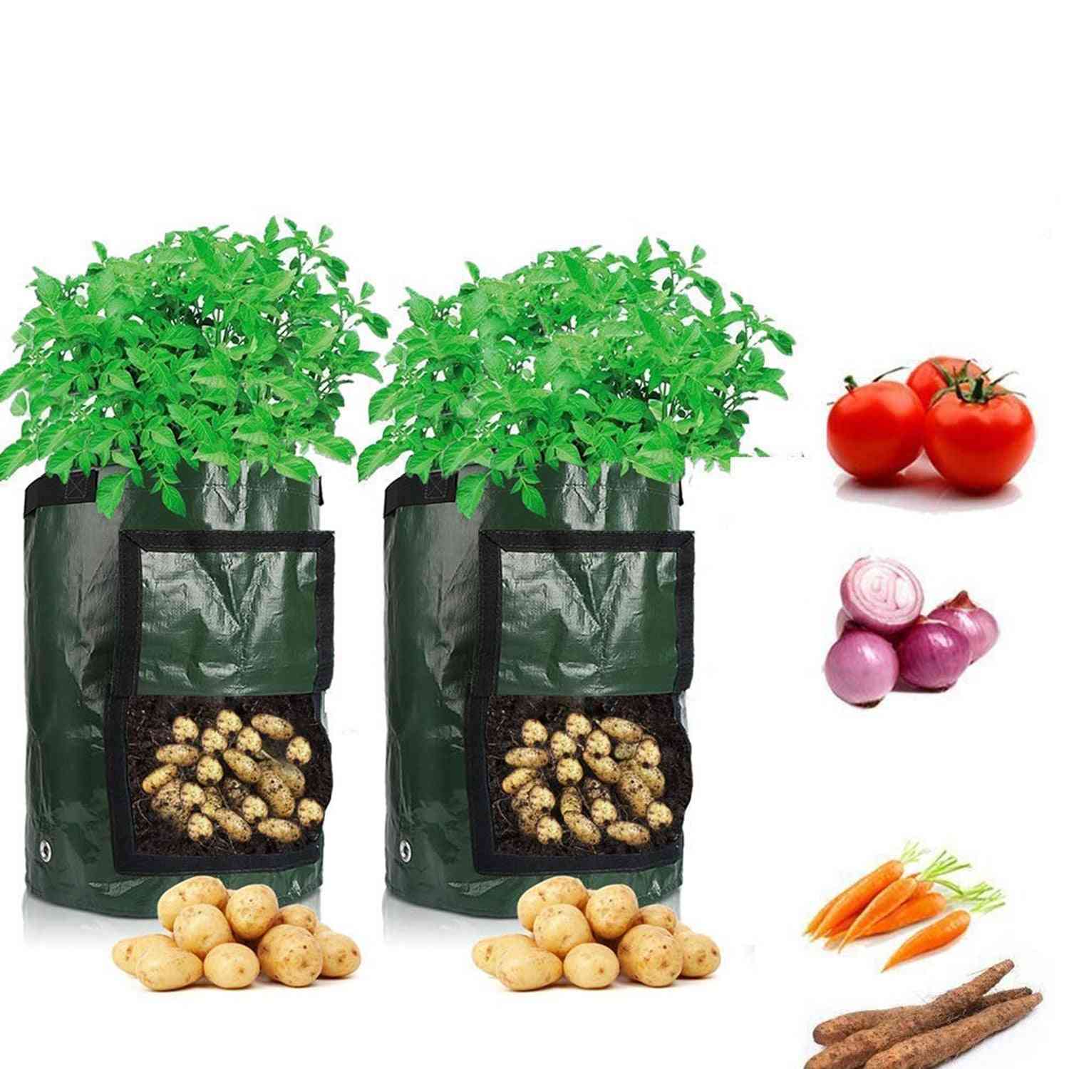 Potetdyrking, hage grønnsaksplanting vevde stoffposer - grønn 3 gallon
