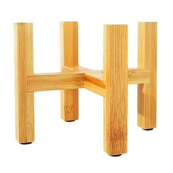Soporte de maceta de madera de bambú para balcón de bonsai independiente con almohadilla para el pie - superficie lisa