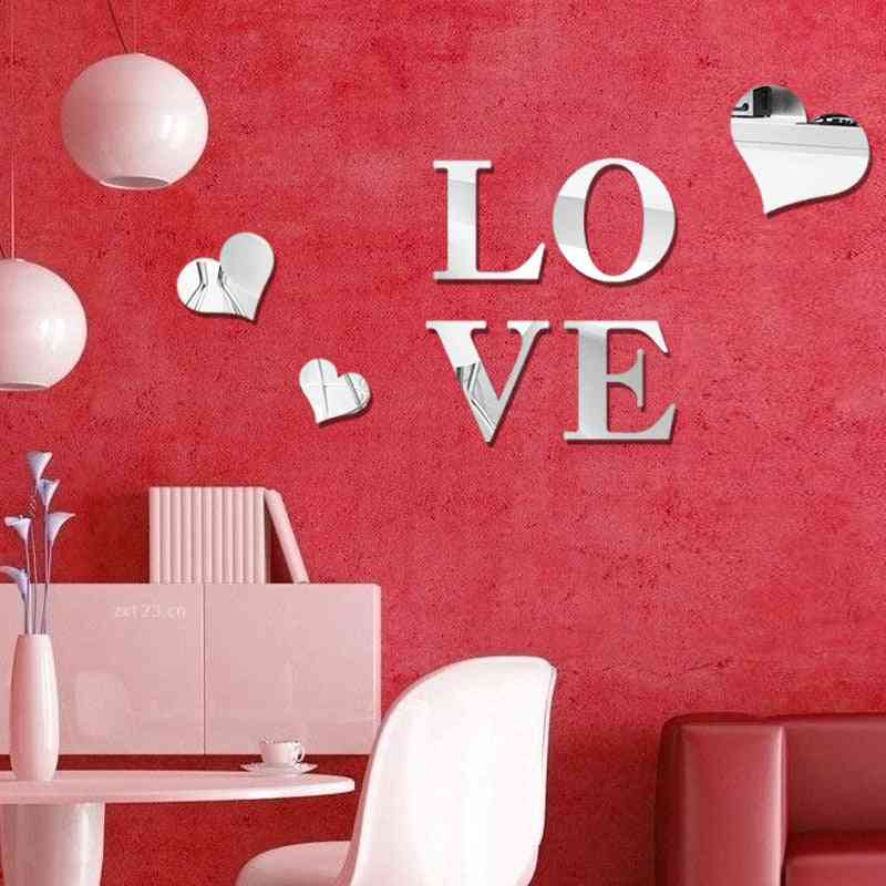 דפוס אהבה ביתית ריהוט DIY מראה אפקט תפאורה קיר אמנות - אדום