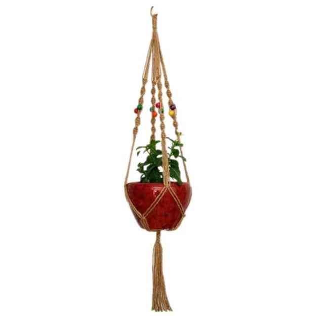 Plant Hanger Basket, Handmade Rope Pots Holder, Fine Hemp Net