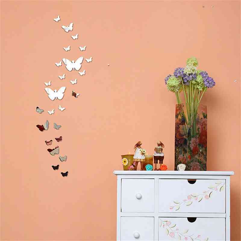 Adesivo da parete con superficie a specchio a farfalla - adesivo artistico staccabile