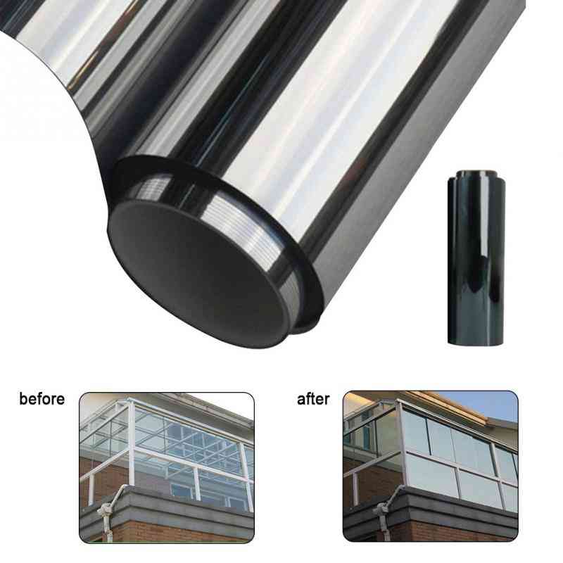 Uv afwijzing privacy windom tint films 200 * 50cm - eenrichtingsspiegel zilver isolatie waterdichte sticker - 1m x 40cm
