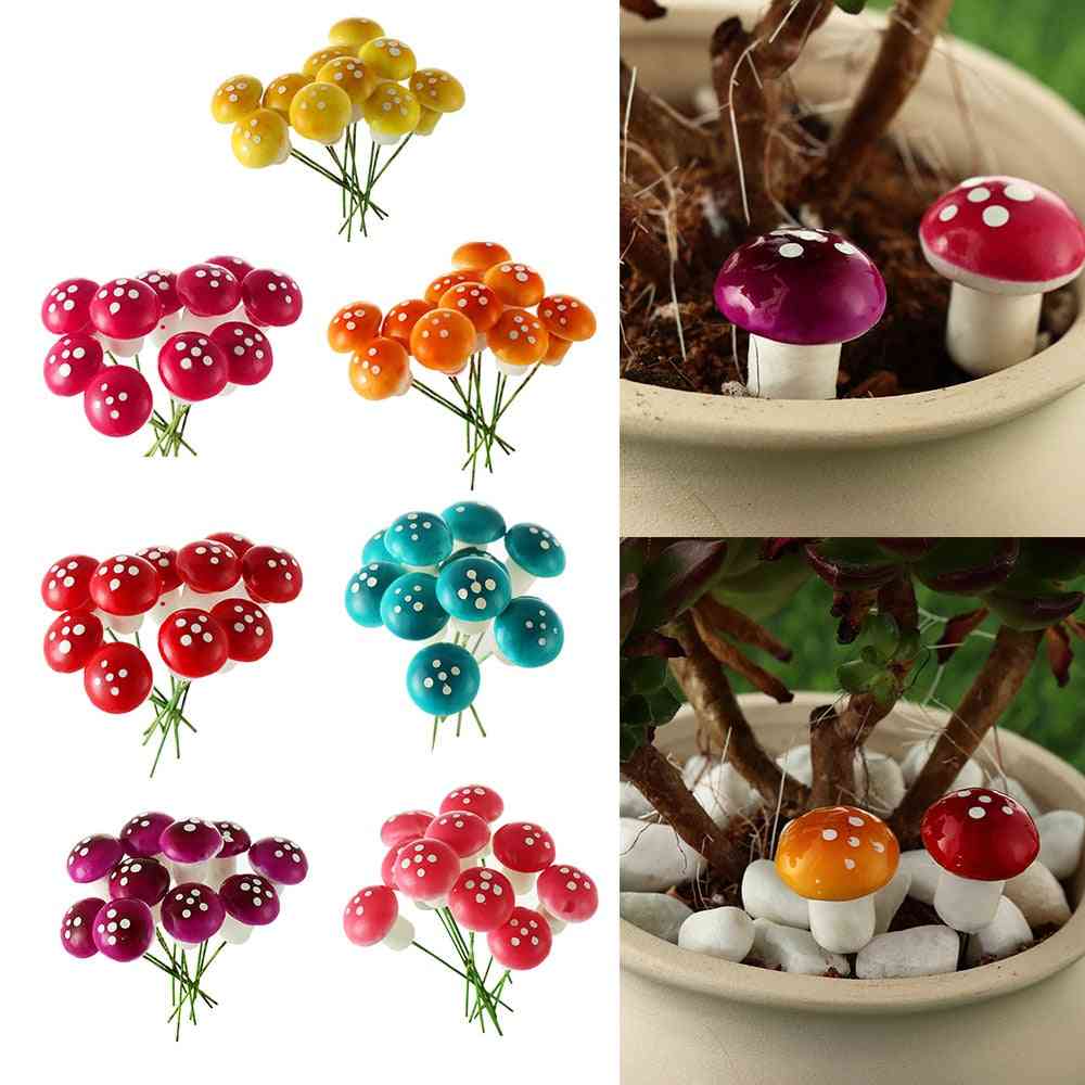 Plantas en macetas de espuma artificial Mini miniatura de hongo - Adorno artesanal de jardín de bricolaje