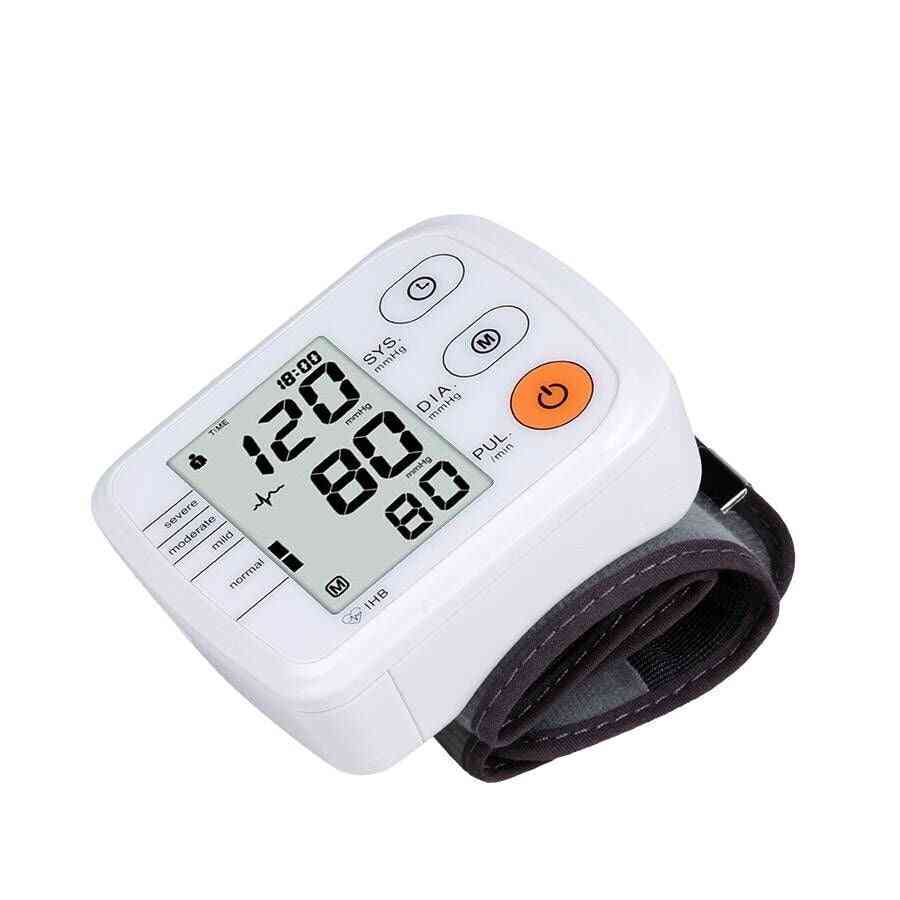 Ciśnieniomierz na nadgarstek automatyczny tonometr cyfrowy - do pomiaru ciśnienia krwi i tętna - czarno-biały