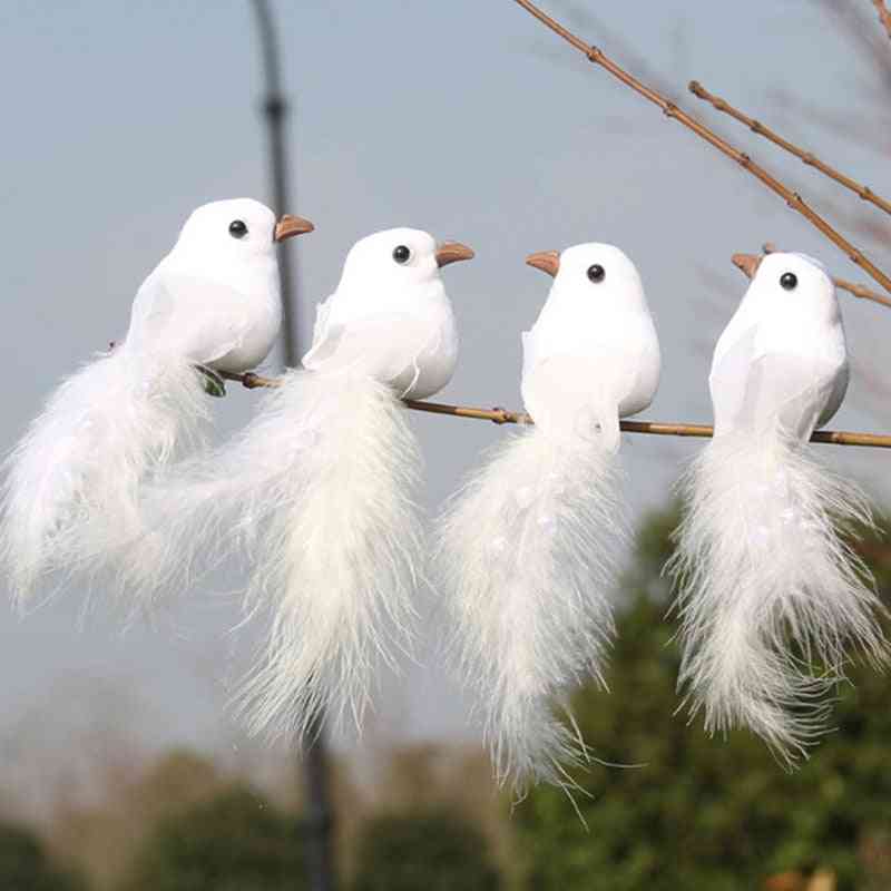 Adorno decorativo de plumas de paloma blanca de espuma artificial - paloma falsa