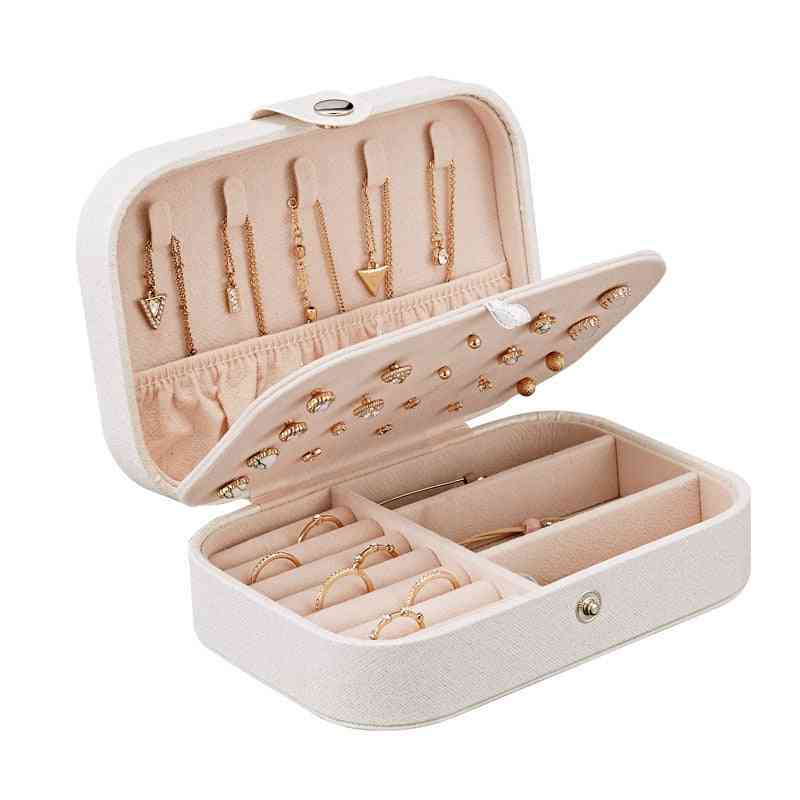 Multi Function Portable Leather Jewelry Storage Box For Earrings Ring And Necklace