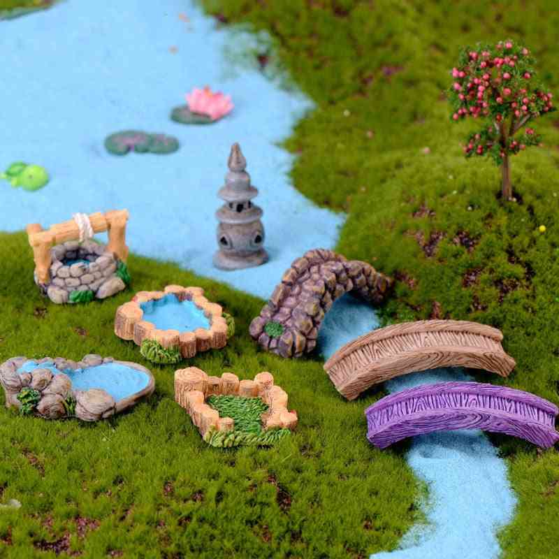 Diy Garden Decor Ornament - Fairy Garden Craft Mini Lighthouse Water Well Bridge Figurines Miniature