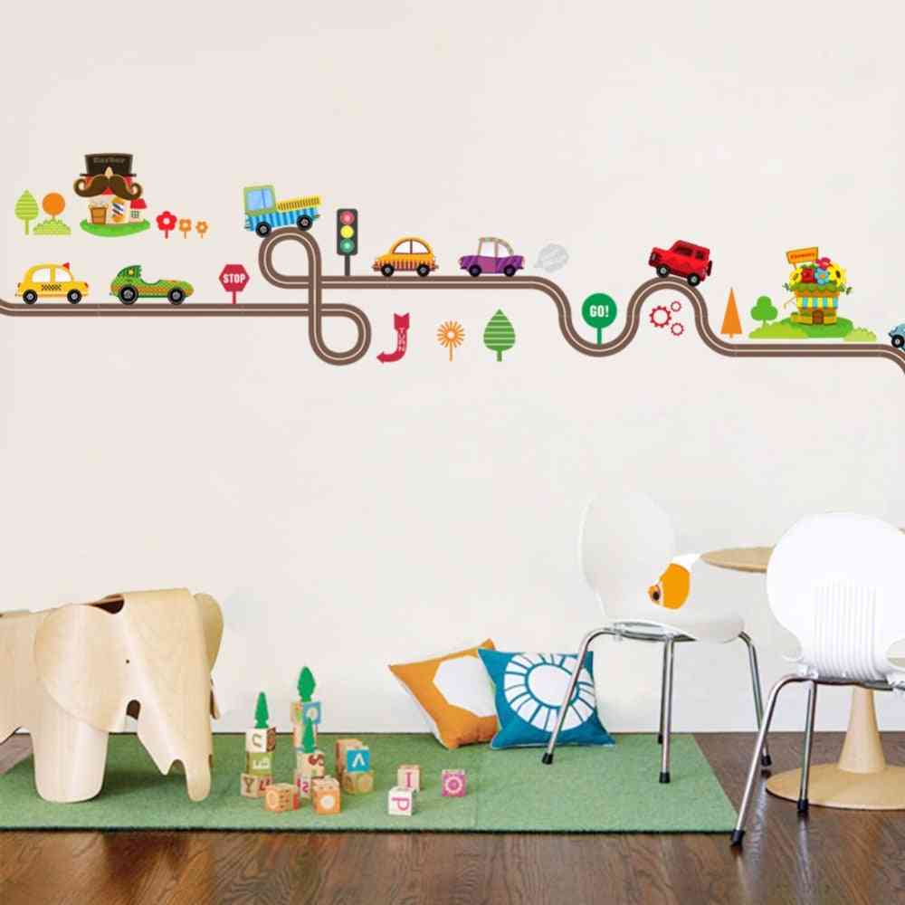 Diy Cartoon Cars Highway Track Wall Stickers Rooms