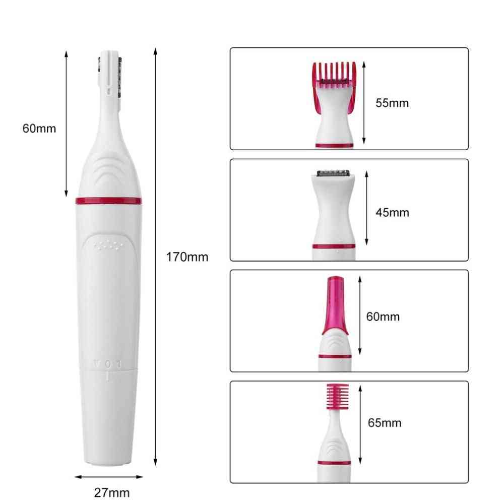 5 In 1 Set Electric Epilator For Hair Shaver - Painless Trimmer For Eyebrow, Nose ,body ,bikini Area ,facial Hair Removal