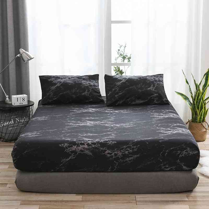 Marble Pattern Mattress Protective Case Fitted Sheet And Pillowcase