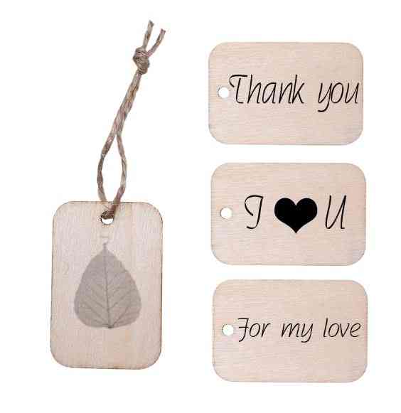 Wooden Nature Wood Slice Tags Hanging Label With Hemp Ropes For Christmas Tree