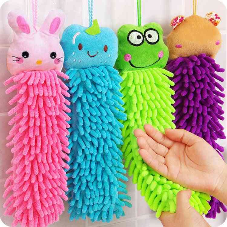 Kitchen Cute Animal Chenille Hand Face Wipe Hanging Towels - Baby Kids Animal Bathroom Washcloths