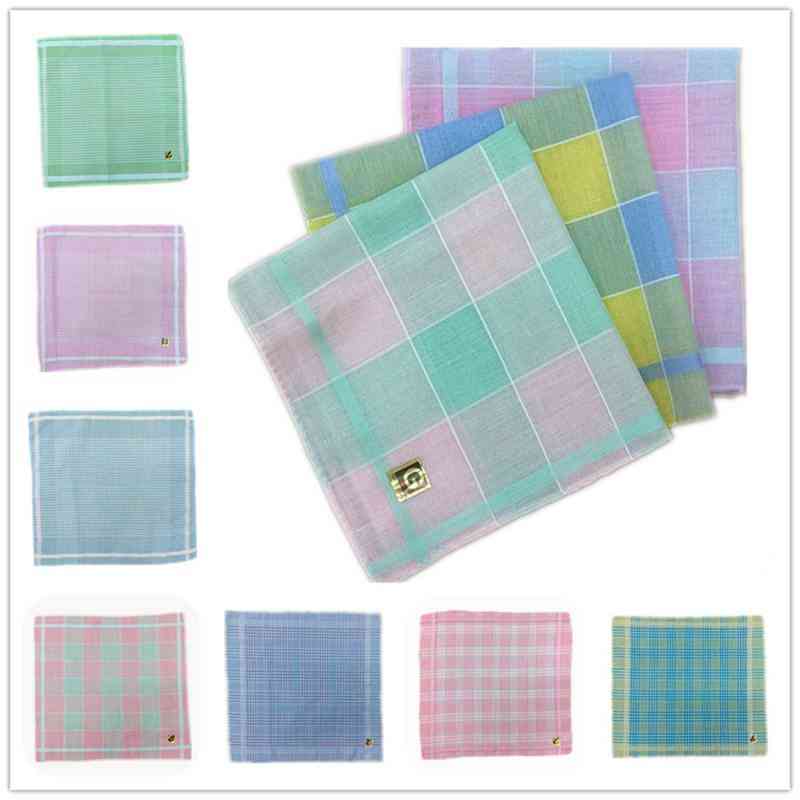 Retro Polyester Cotton Plaid Ladies Handkerchief
