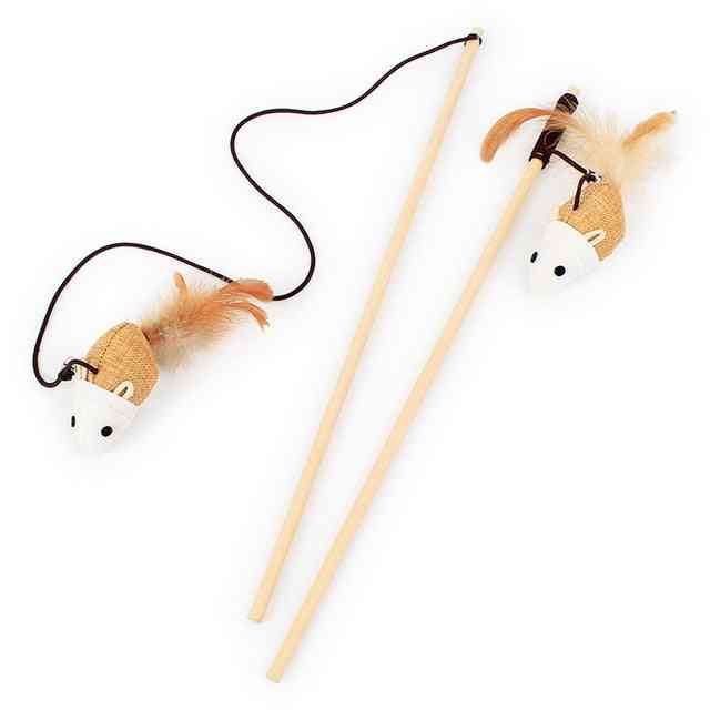 Juguetes divertidos para gatos gatito de plástico palo interactivo y caña de pescar juego varita juguete de plumas palo de juguete