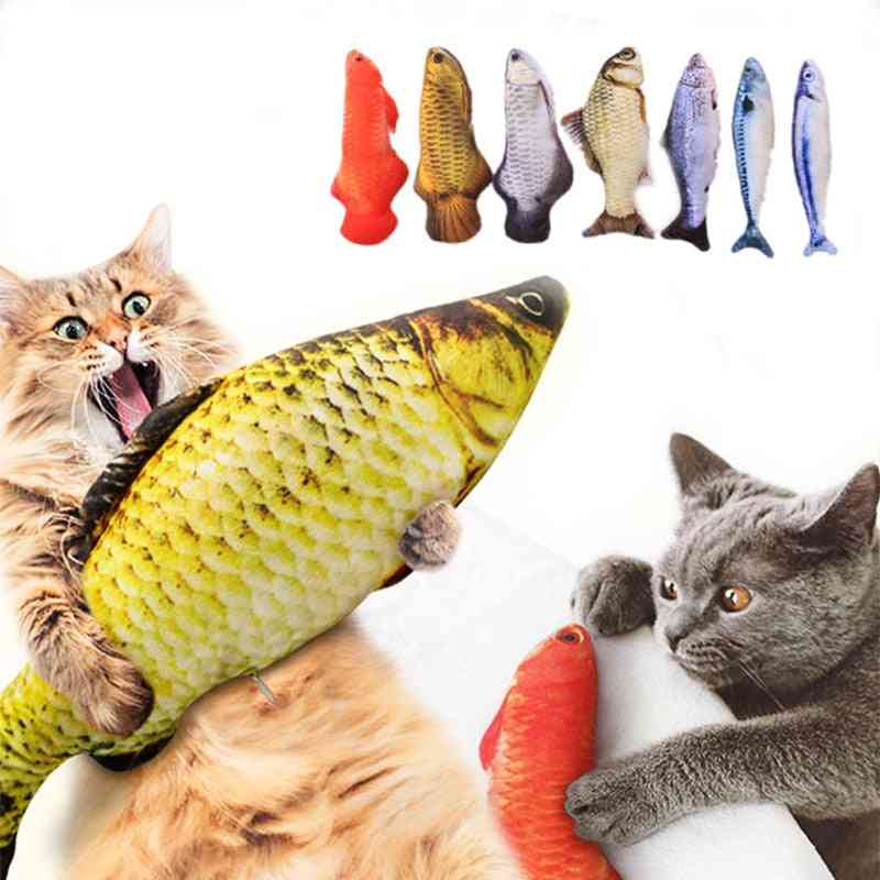 интерактивна мека плюшена 3d рибена котешка пълнена възглавница кукла, симулация игра играчка риба за домашен любимец