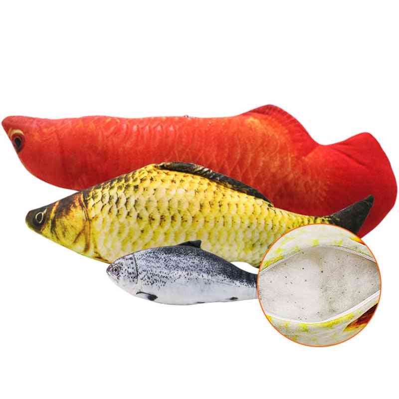 интерактивна мека плюшена 3d рибена котешка пълнена възглавница кукла, симулация игра играчка риба за домашен любимец