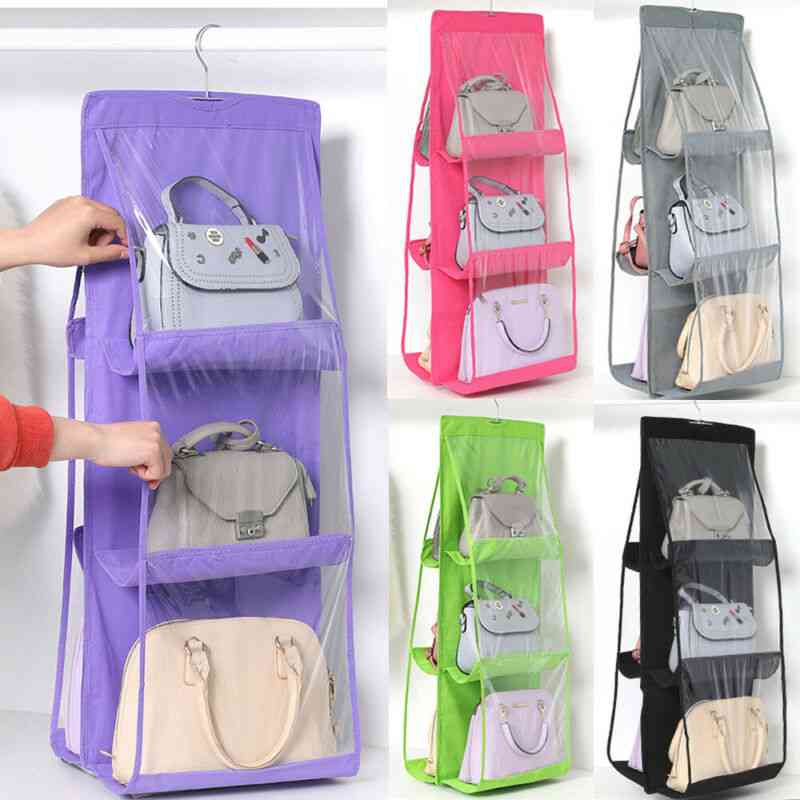 Products 6 Pocket Foldable Hanging Bag Folding Organizer With 3 Layers - Storage Closet Hanger
