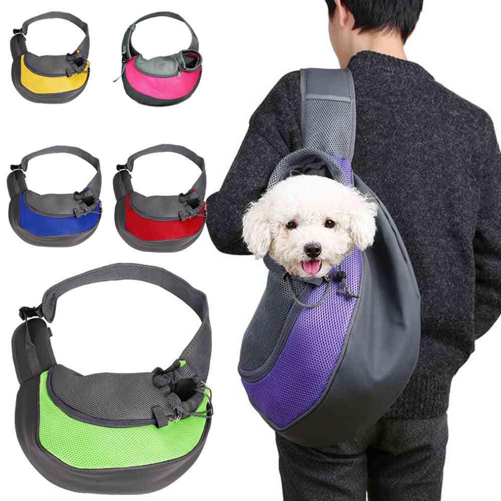 Pet Puppy Carrier For Outdoor & Travel - Pouch Mesh Oxford Single Shoulder Bag - Sling Mesh Comfort Travel Tote