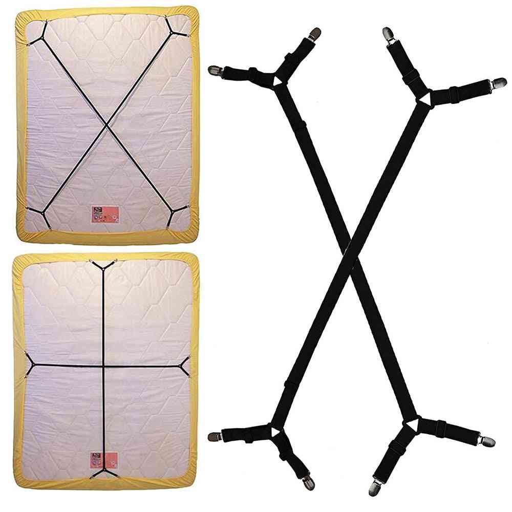 Curea de susținere a lenjeriei de pat elastică reglabilă cu 4 colțuri - elemente de fixare pentru saltea acoperă pături de prindere care fixează curea antiderapantă
