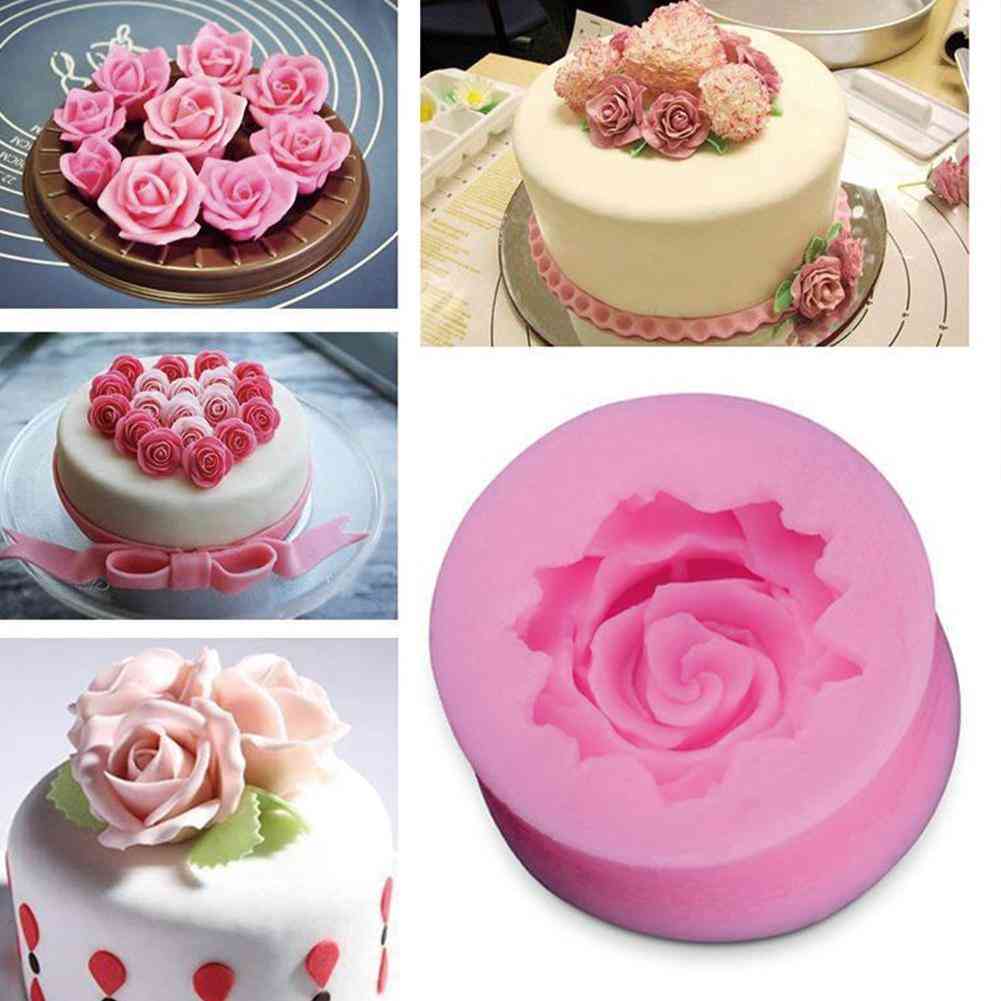 Diy Baking Fondant Silicone Rose Mold - Rose Flower Chocolate Wedding Cake Decorating Mold