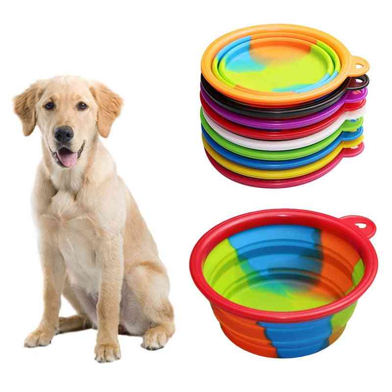 Portable Travel Bowl Dog Pet Feeder Accessories, Silicone Water Food Container Folding Bowl