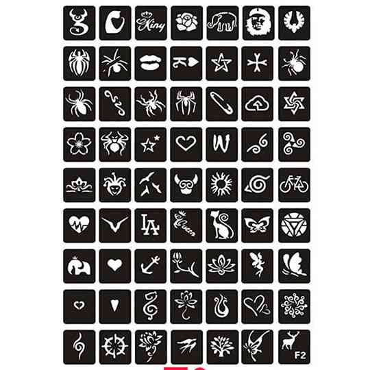Tattoo Stencil Drawing Template For Airbrush Glitter Or Henna Tattoo Small Cute Flower Butterfly Cartoon