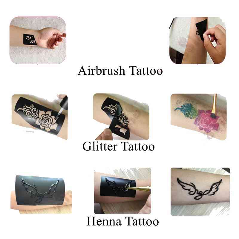 Tattoo Stencil Drawing Template For Airbrush Glitter Or Henna Tattoo Small Cute Flower Butterfly Cartoon
