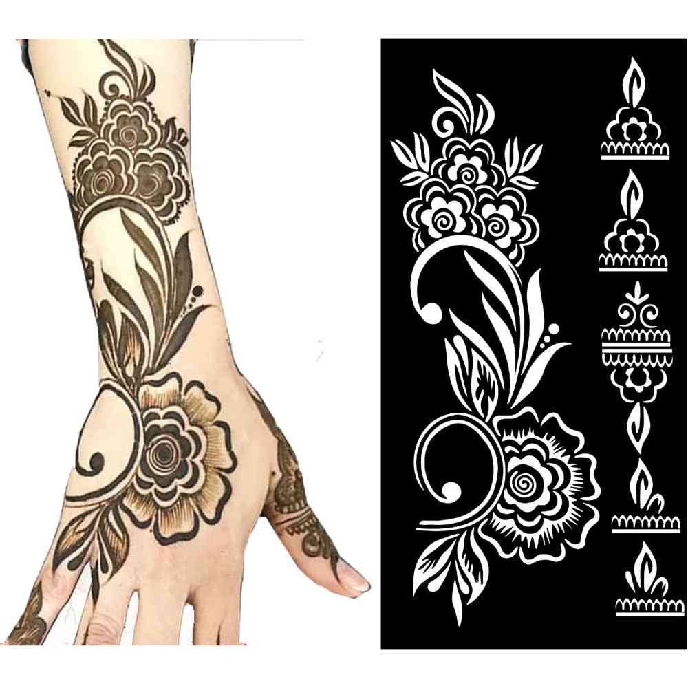 Plantilla de tatuaje temporal - plantilla de dibujo hueco diseño de moda de tatuaje para brazo de mano, pierna, plantilla de arte corporal -
