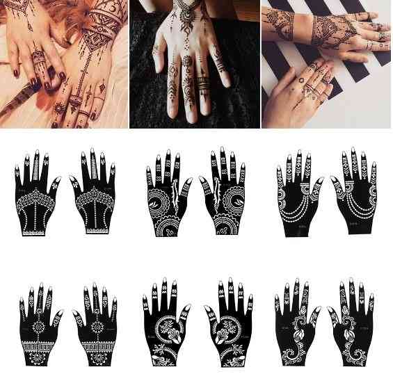 Tatuaggio temporaneo della mano di modo fai da te, stencil del modello dell'autoadesivo di body art