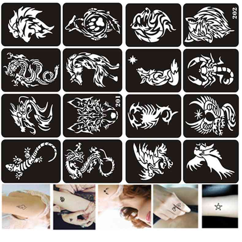 Estênceis de lobo, dragão, tigre, desenhos de águia - estênceis de aerógrafo para pintar tatuagem com glitter