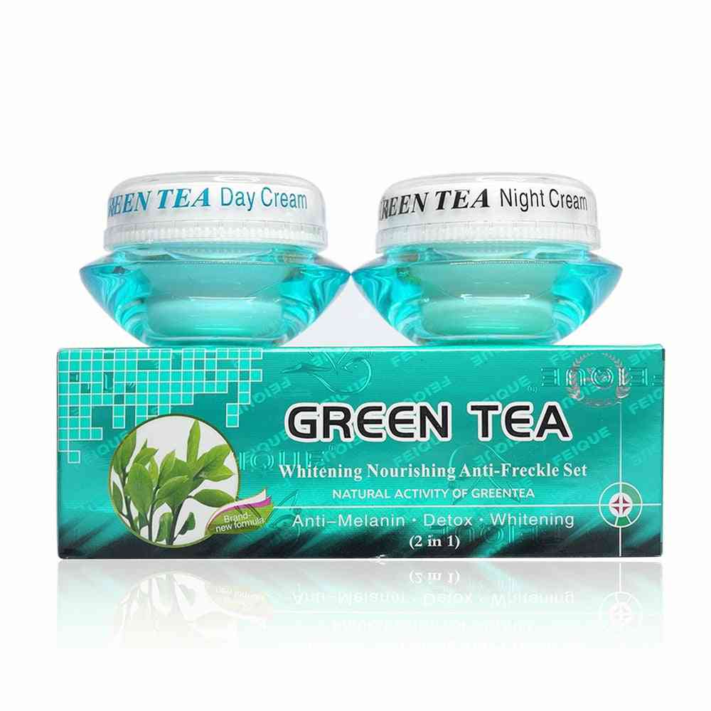 Dag- en nachtcrème met groene thee-extracten voor voeding en sproeten