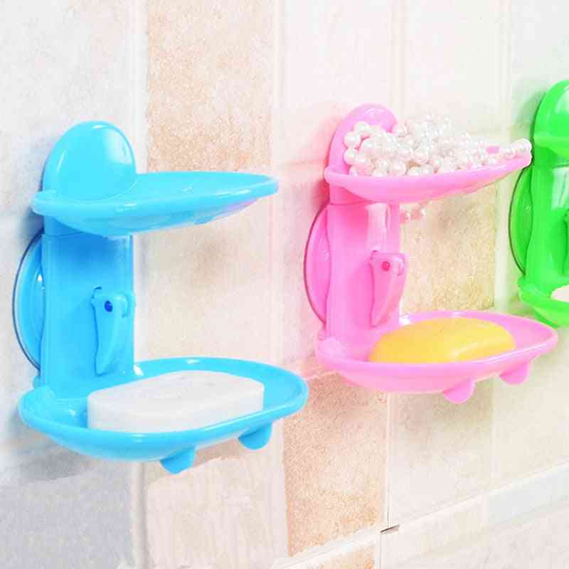 Double Layered Soap Accessories Box For Kitchen And Bathroom With Suction Holder Stand