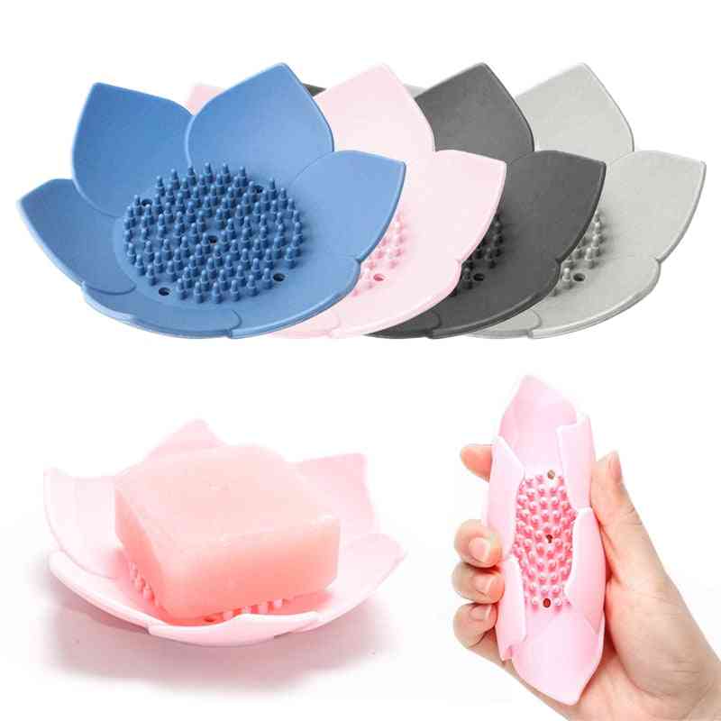 Portable Lotus Shape Soap Draining Plate Holder For Bathroom Accessories