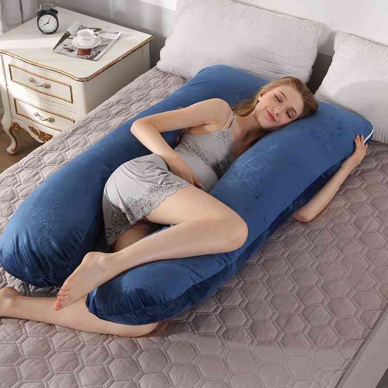 Mulheres grávidas cama de corpo inteiro em forma de u almofada de suporte macia e confortável - travesseiro de maternidade de dorminhoco lateral - 345614.02