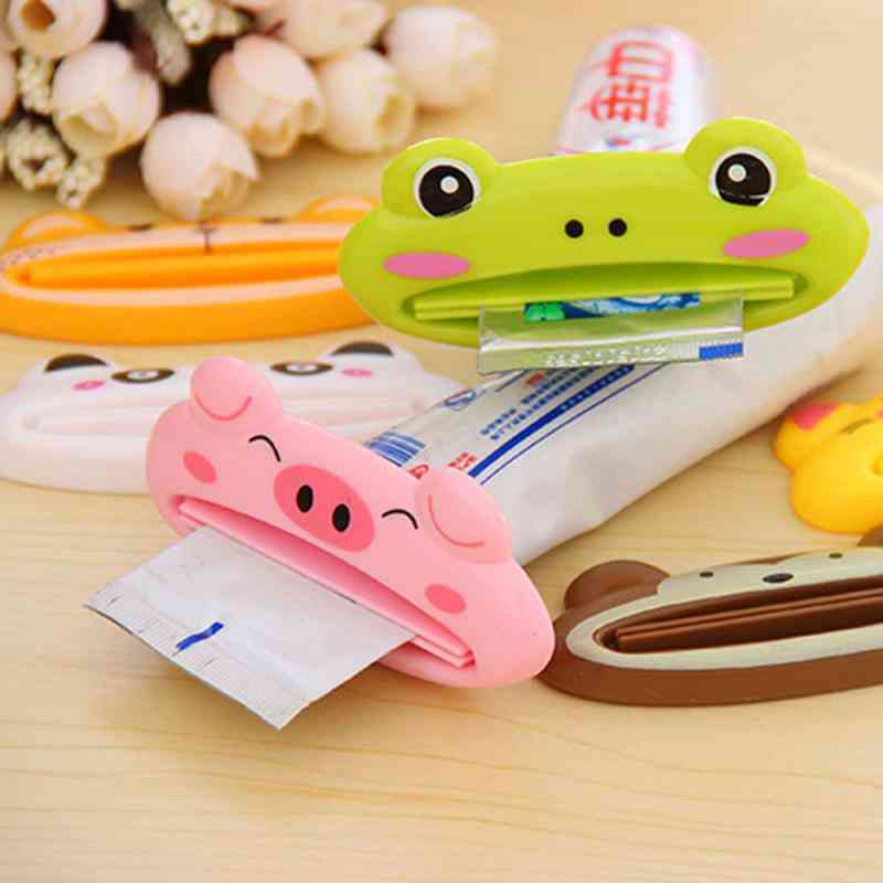 Dispenser di dentifricio in plastica per animali dei cartoni animati - simpatico spremiagrumi e supporto per tubi da bagno - maiale in polvere