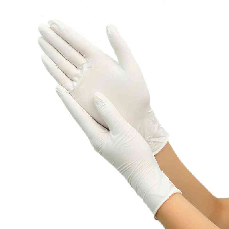 Jednorazowe antypoślizgowe rękawice laboratoryjne z gumy kwasowo-zasadowej do użytku domowego - białe 100szt / s