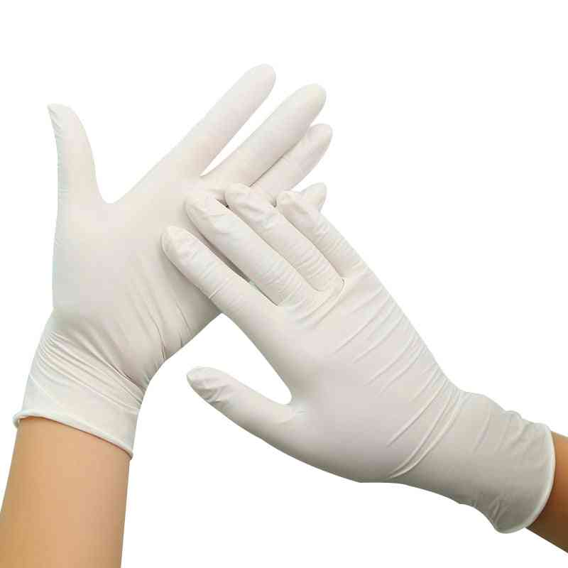 Jednorazowe antypoślizgowe rękawice laboratoryjne z gumy kwasowo-zasadowej do użytku domowego - białe 100szt / s