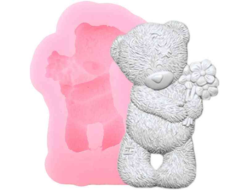 3d Craft Bear Silicone Mold - Flower Cake Border Fondant Molds, Wedding Cake Decorating, Candy Clay Chocolate Gumpaste Mold