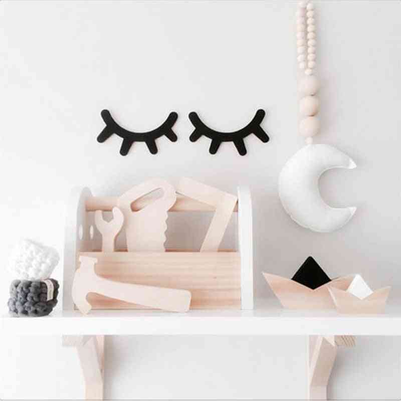 3d Wood Eyelashes Nordic Wall Sticker -  Home Decoration