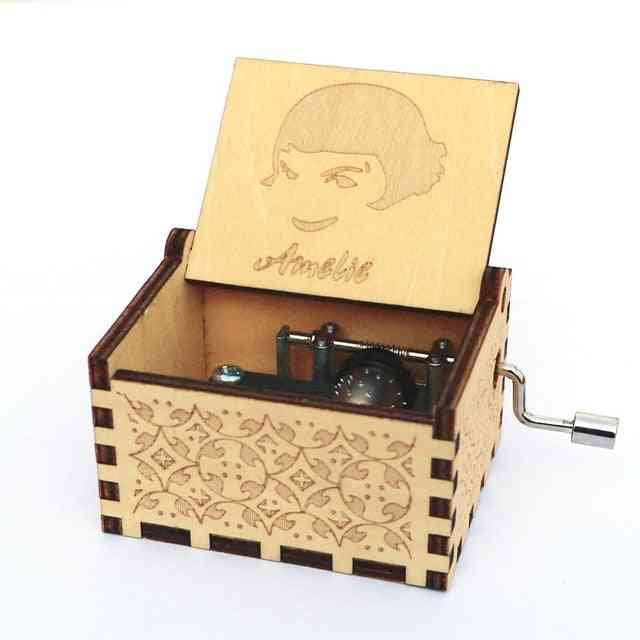 Engraved Hand Cranked 18 Tone Wooden Music Box