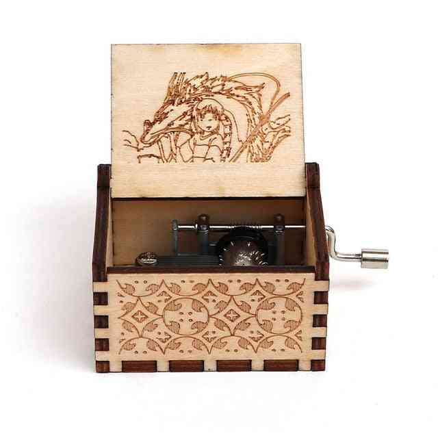 Engraved Hand Cranked 18 Tone Wooden Music Box