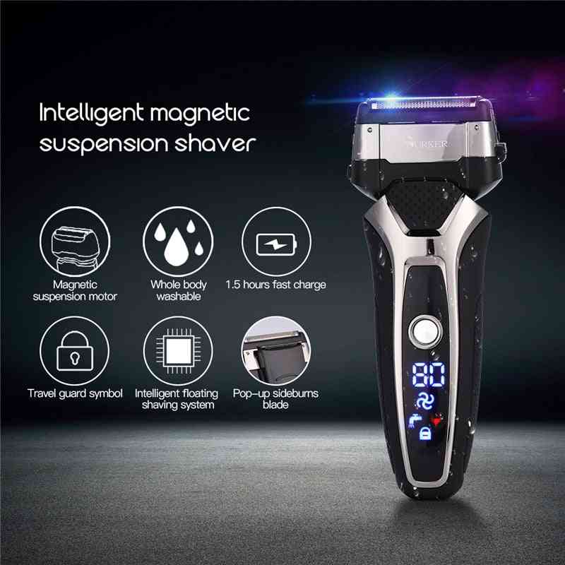 Stainless Steel Usb Rechargeable Electric Shaver, 3d Triple Floating Blade Razor Shaver