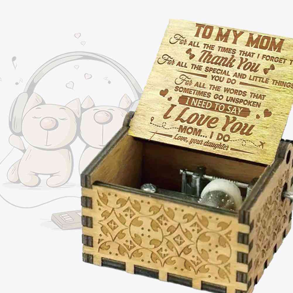 на мама от дъщеря 'за всички времена, когато забравих да ти благодаря, обичам те' гравирана музикална кутия от 60 тона - подарък за майките
