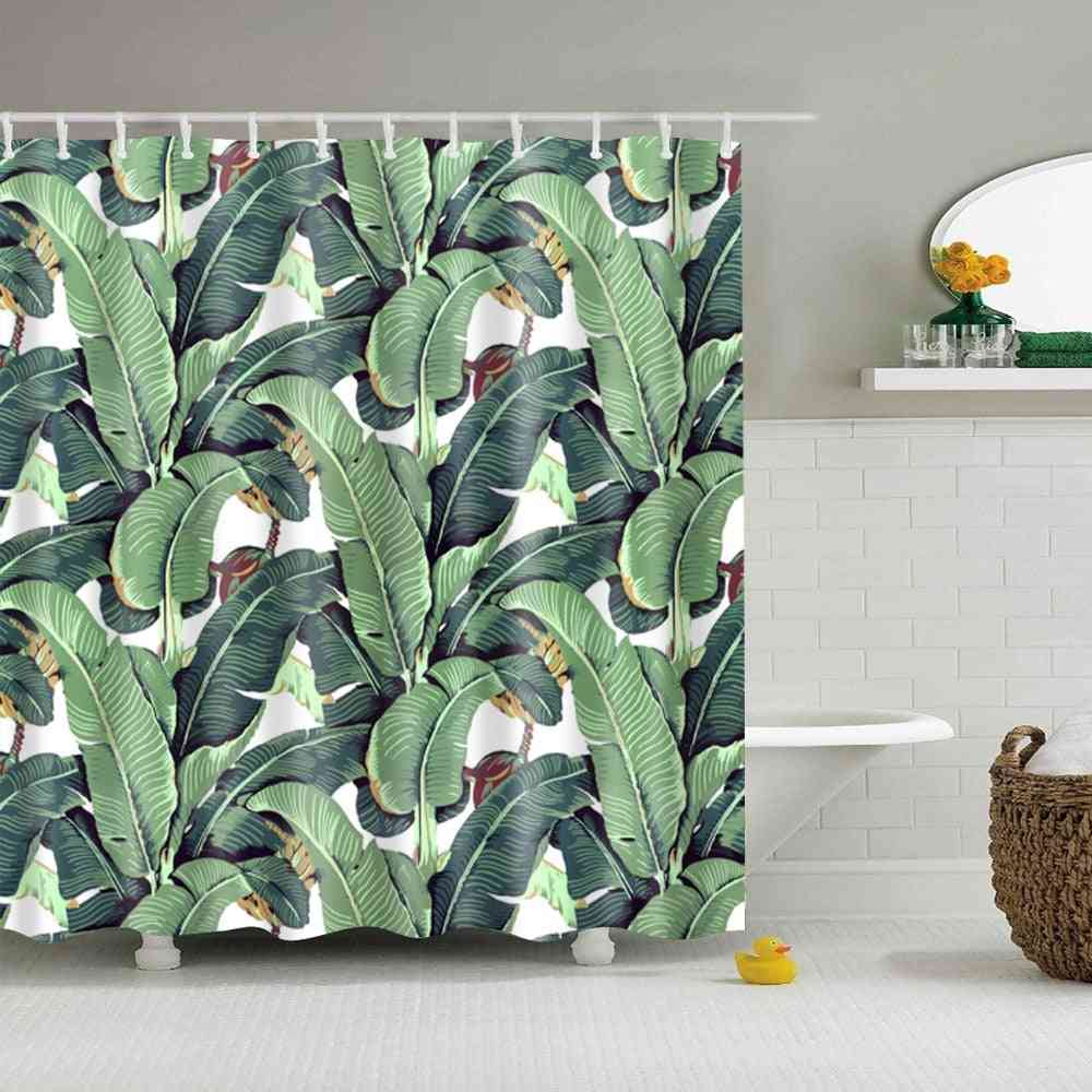 Hojas de plantas tropicales verdes imprimiendo cortinas de ducha para baño