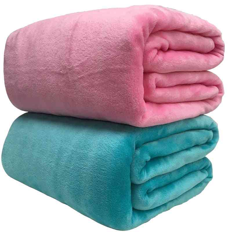 Soft And Warm Coral Fleece, Thin Mechanical Wash Flannel Blankets - Winter Sheet Bedspread Sofa Plaid