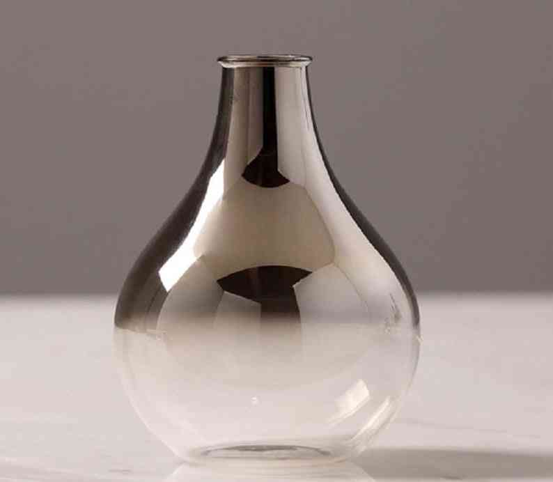 Vaso in vetro argento nordico creativo - supporto per piante con inserto essiccato a fiori, decorazione di gioielli da terrario da tavolo