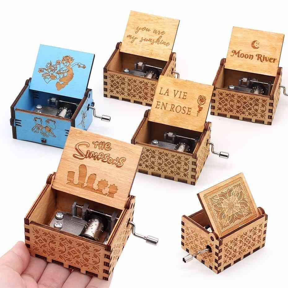 Vintage Style, Hand Cranked, Wooden Music Box-30 Note Tones