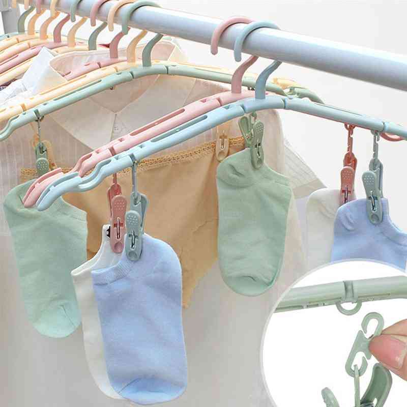 Multifunctional And Foldable Clothes Hanger With Clips