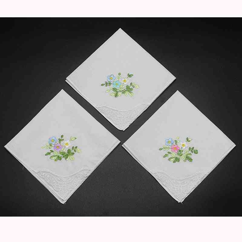 Embroidered Butterfly Luxury Hankies For Women - Lace Flower Hanky Cloth For Ladies