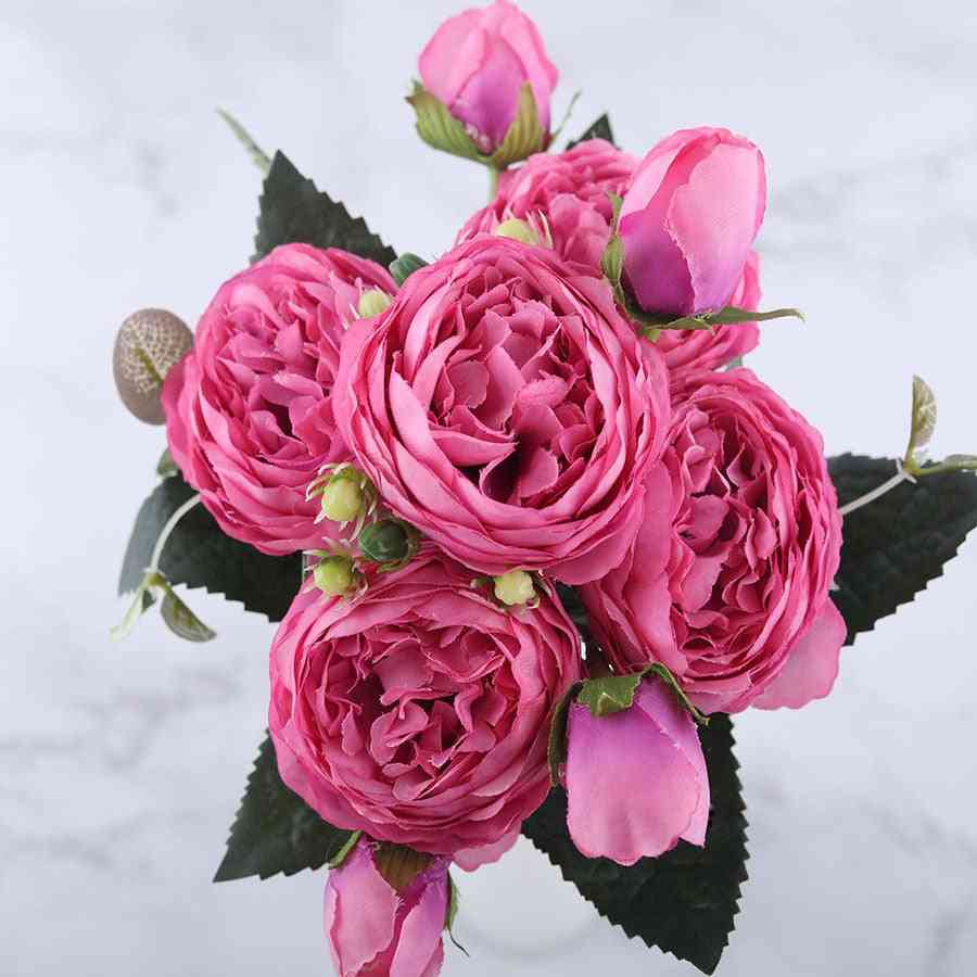 Buchet de flori artificiale bujor de mătase pentru decorarea nunții la domiciliu
